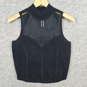 Anthropologie Women's Black Tank Top Size XS Viscose Blend Sheer Mock Neck Crop